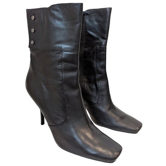 Nine West Dustine Black Leather Ankle Boots - Picture 1 of 9